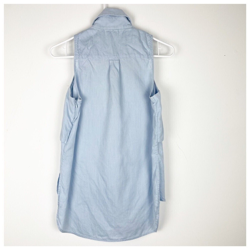 Intermix Blue Sleeveless Button Down Shirt Tencel cotton blend small - Picture 2 of 9